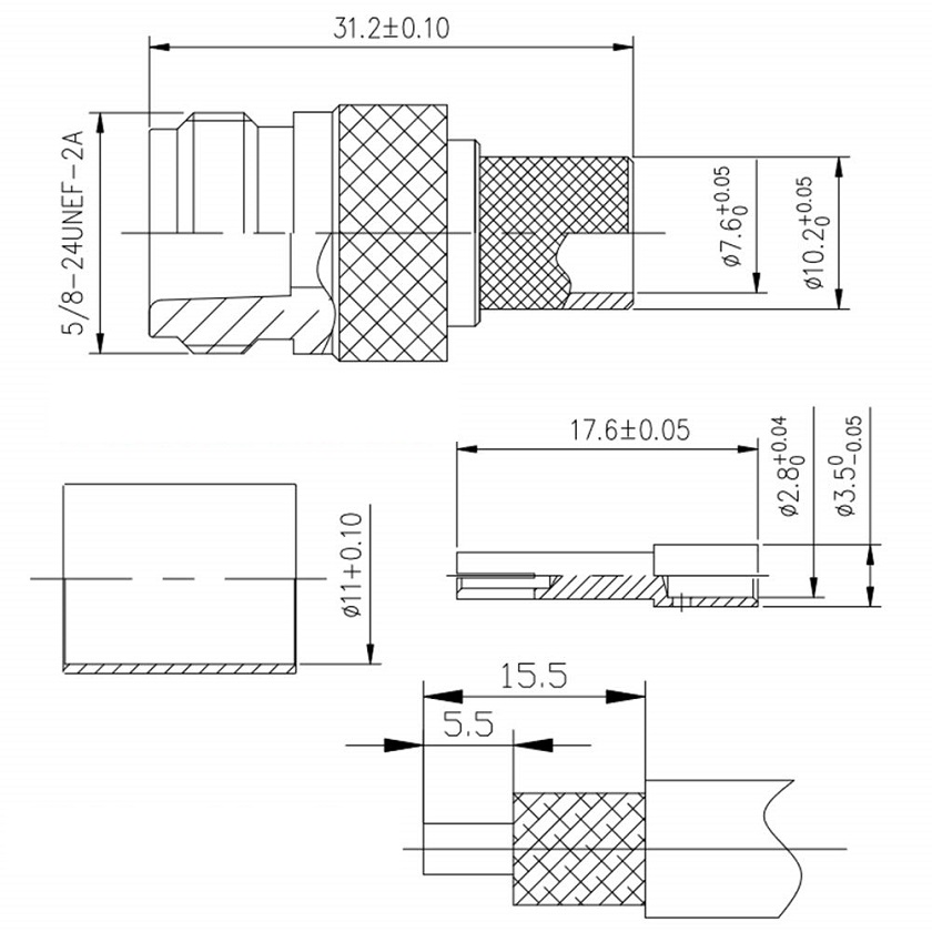 کانکتور N-Type مادگی پرسی (crimp) سر کابلی RG213 & LMR400